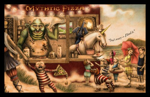 book illustration Mythtic Pizza
